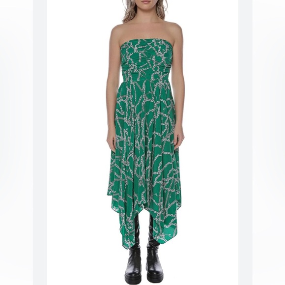 Zadig & Voltaire Green Asymmetrical Midi Dress - Picture 1 of 13